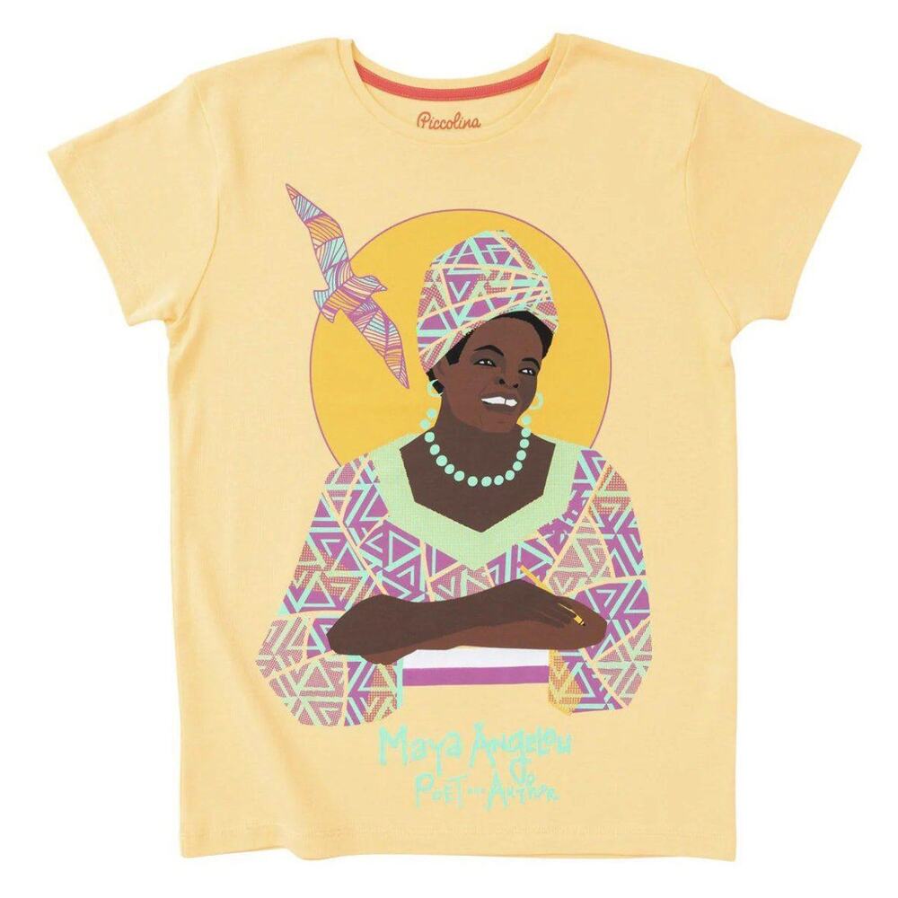 Piccolina XL Maya Angelou Yellow Trailblazer T-Shirt 100% Cotton NWT